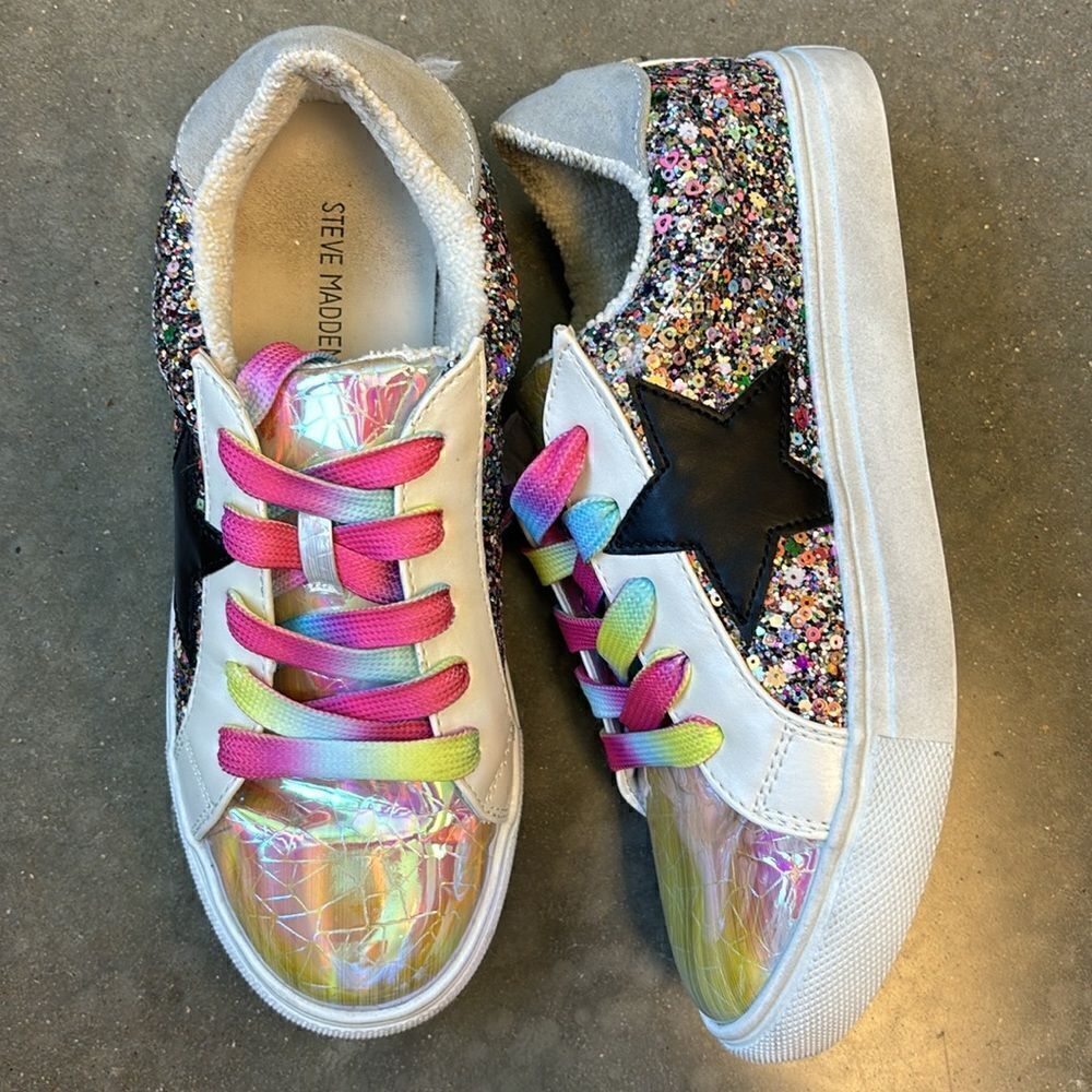 Steve Madden sneakers girls 4 glitter star